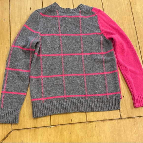 Milly Women’s Wool Cashmere Gray Pink WindowPane Pullover Crew Sweater S  NWOT - Picture 11 of 12